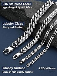 Curb Cuban Link Chain Necklaces for Men Jewelry