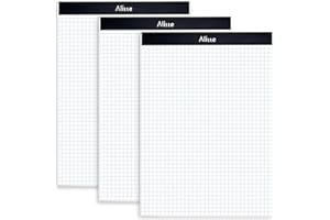 Alitte Graph Paper Pad, Pack of 3, White Letter Size - 4x4 Quad Grid Paper, With Blue Lines - Easy-Tear Perforations, 11x8.5 Cardboard Backing - Graph Notepads for School, Office -50 Sheets per Pad