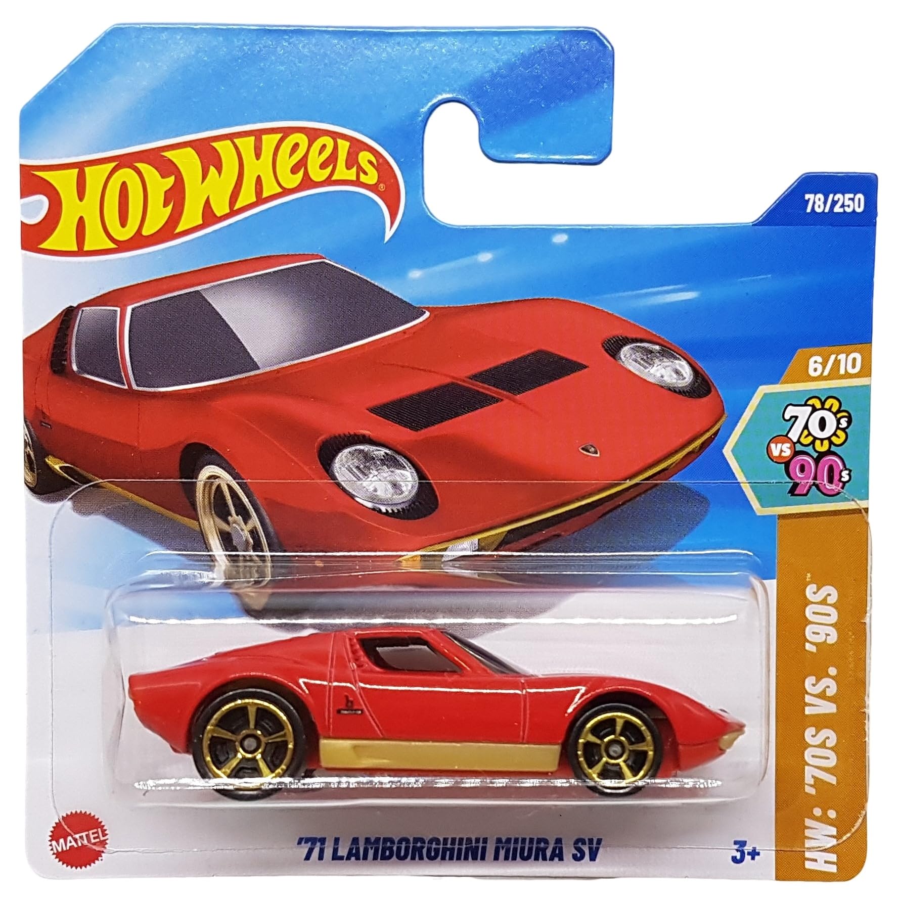Hot Wheels - ´71 Lamborghini Miura SV - HW: ´70s vs. `90s 6/10 - HYX22 - Short Card - Red - Mattel 2025-1:64