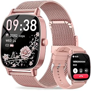 Smart Watch for Women, Answer/Make Call,1.85'' Ultra-Clear Screen Fitness Tracker with Heart Rate/Sleep/SpO2 Monitor,Smartwat