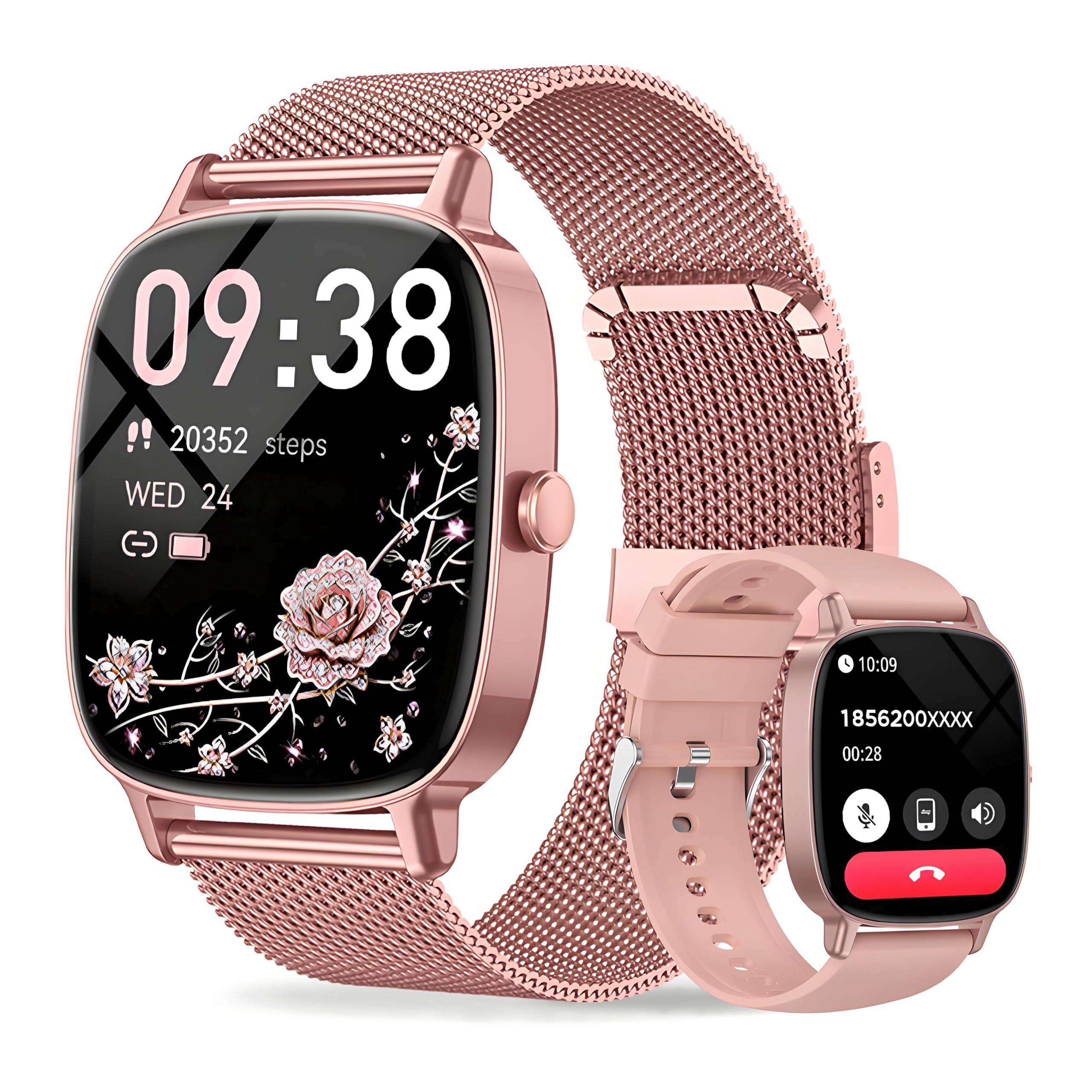 Photo 1 of Smart Watch for Women, Answer/Make Call,1.85'' Ultra-Clear Screen Fitness Tracker with Heart Rate/Sleep/SpO2 Monitor,Smartwatch for iPhone/Samsung/Android,120+ Sport Modes,IP68 Waterproof with 2 Bands