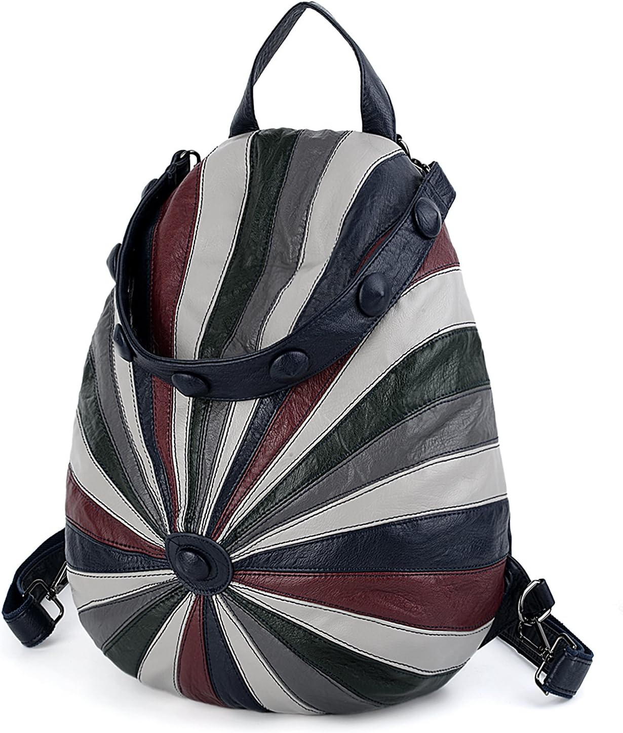 UTO Fashion Backpack Anti-Theft PU Washed Leather Ladies Rucksack Multicolor Hat Shape Shoulder Bag Multicolor