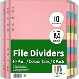 The Paper Shop File Dividers A4 10 Part 3 Pack Binder & Lever Arch