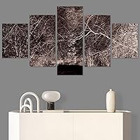 SIGNWIN 5 Panel Canvas Wall Art Modern Art Forest Multicolor Photography Relax/Calm Romantics Scenic for Home Decorations Ready to Hang - 60