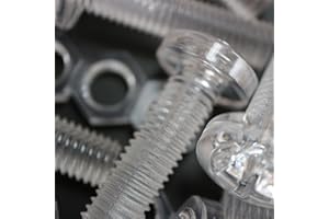 Pack of 20 Transparent Clear Plastic, Pan Head, M10 x 40mm Nuts & Bolts -Acrylic Plastic Screws, (25/64 x 1 37/64 in)