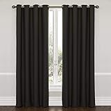 ECLIPSE Wyndham Thermal Insulated Single Panel Grommet Top Darkening Curtains for Living Room, 52" x 63", Jet Black