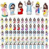 Little Jesus Figures, 60PCS Mini Jesus Figurines in Bulk, Jesus Loves You Tiny Jesus Figures,Pocket Miniature Figurines to Hide and Seek Religious Gifts Baptism Gifts