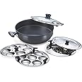 Judge By Prestige Large Multi Purpose Kadai Hard Anodized Induction with Glass Lid for Making Idly, Dhokla, Patra, Momos and Steaming, 4.5 Liter