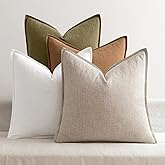 MIULEE Brown Linen Pillow Covers Pack of 4 Decorative Natural Solid Throw Pillow Covers Soft Accent Boho Farmhouse Couch Pillowcases Modern Spring Home Decors for Living Room Bed Sofa 18x18 Inch