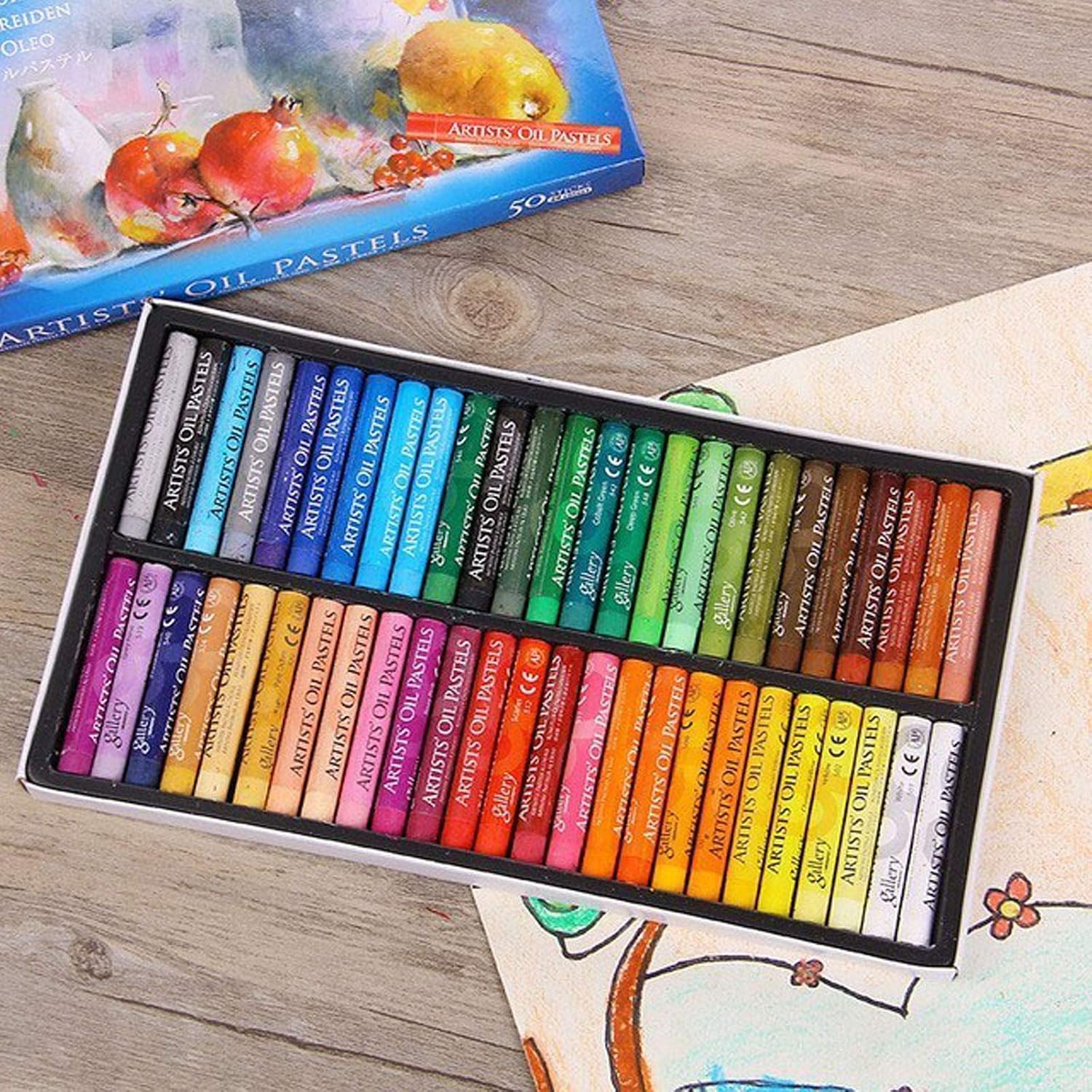 ITODA Artist Oil Pastels Set Soft Paint Crayons Sticks Professional Drawing Pastel Silky Oil Painting Sticks Art Crayons Pastel Stationery for Adult Colouring DIY Craft 50 Colors - Image 5