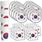 South Korean Flag Birthday Party Supplies Set Plates Napkins Cups Tableware Kit for 16