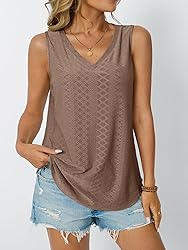 AUTOMET Women Summer Tank Top Eyelet Embroidery