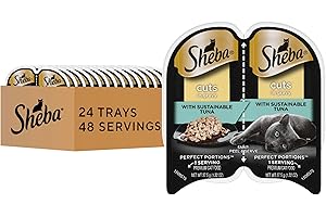 Sheba Perfect Portions Wet Cat Food Cuts in Gravy with Sustainable Tuna, 2.6 oz. Twin-Pack Trays (24 Count, 48 Servings)