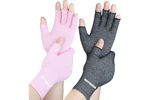 2 Pairs Arthritis Gloves for Women for Pain, Hand Compression Gloves for Carpal Tunnel, Rheumatoid, Tendonitis, Fingerless Gl