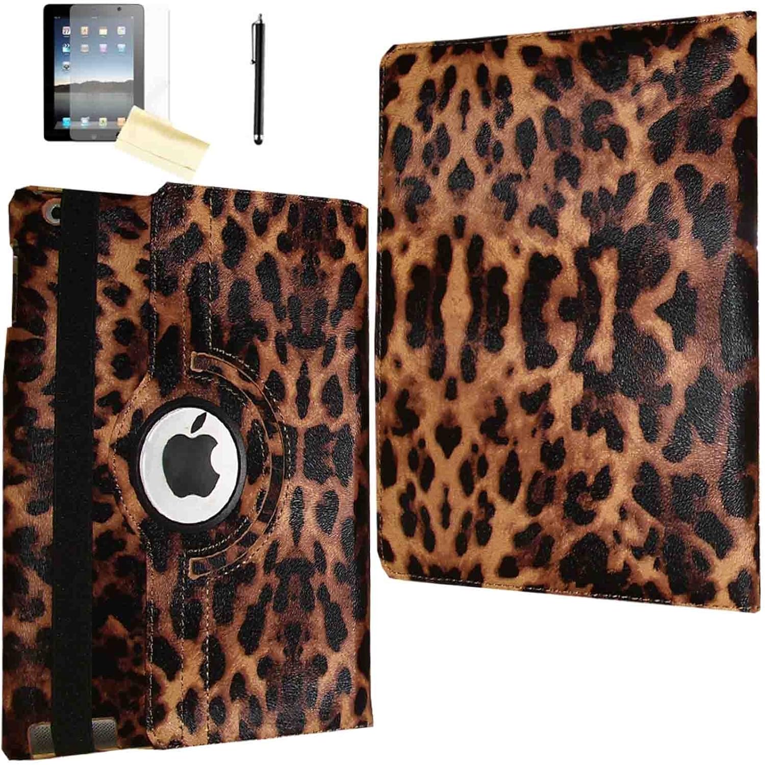 JYtrend Case for iPad Air (2013 Released), (R) Rotating Stand Smart Case Cover Magnetic Auto Wake Up/Sleep for iPad Air (Air 1) A1474 A1475 A1476 (Leopard)