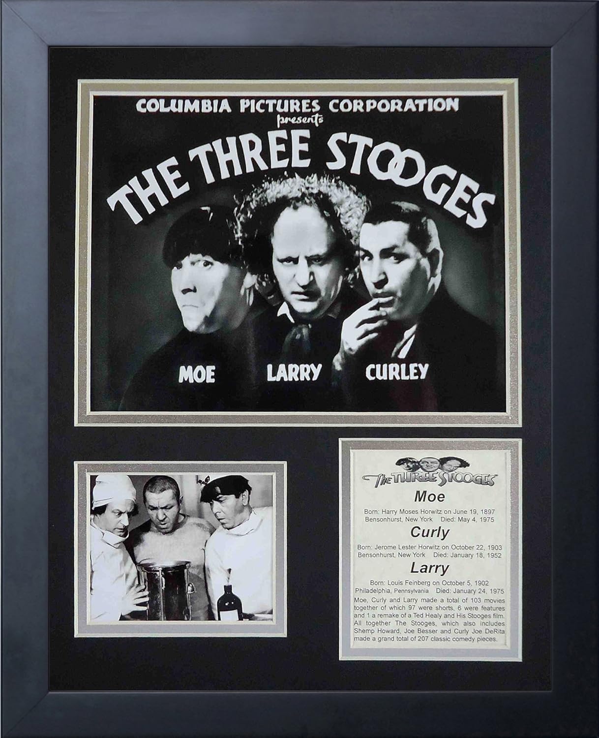 The Three Stooges 11" x 14" Framed Photo Collage by Legends Never Die - Marquee