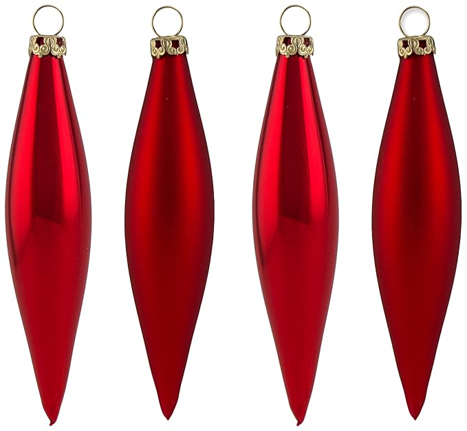 Thüringer Glas Design A048-1930-999 Olive 12 cm, 4-Fach, mundgeblasen, rot Glanz/matt