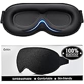 Gritin 100% Blackout Sleep Mask, Zero Pressure Eye Mask for Sleeping Women Men - Ergonomic Design 3D Cutout Eye Movement and 