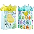 SUNCOLOR 2 Pack 13" Large Easter Gift Bags for Kids
