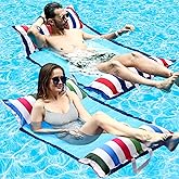 FindUWill Pool Floats Adult with Fabric Headrest, 4in1 Pool Float (Saddle, Lounge Chair, Hammock, Drifter), Inflatabale Floaties Toys for Pool Party, Poolside Party, Beach Vacation
