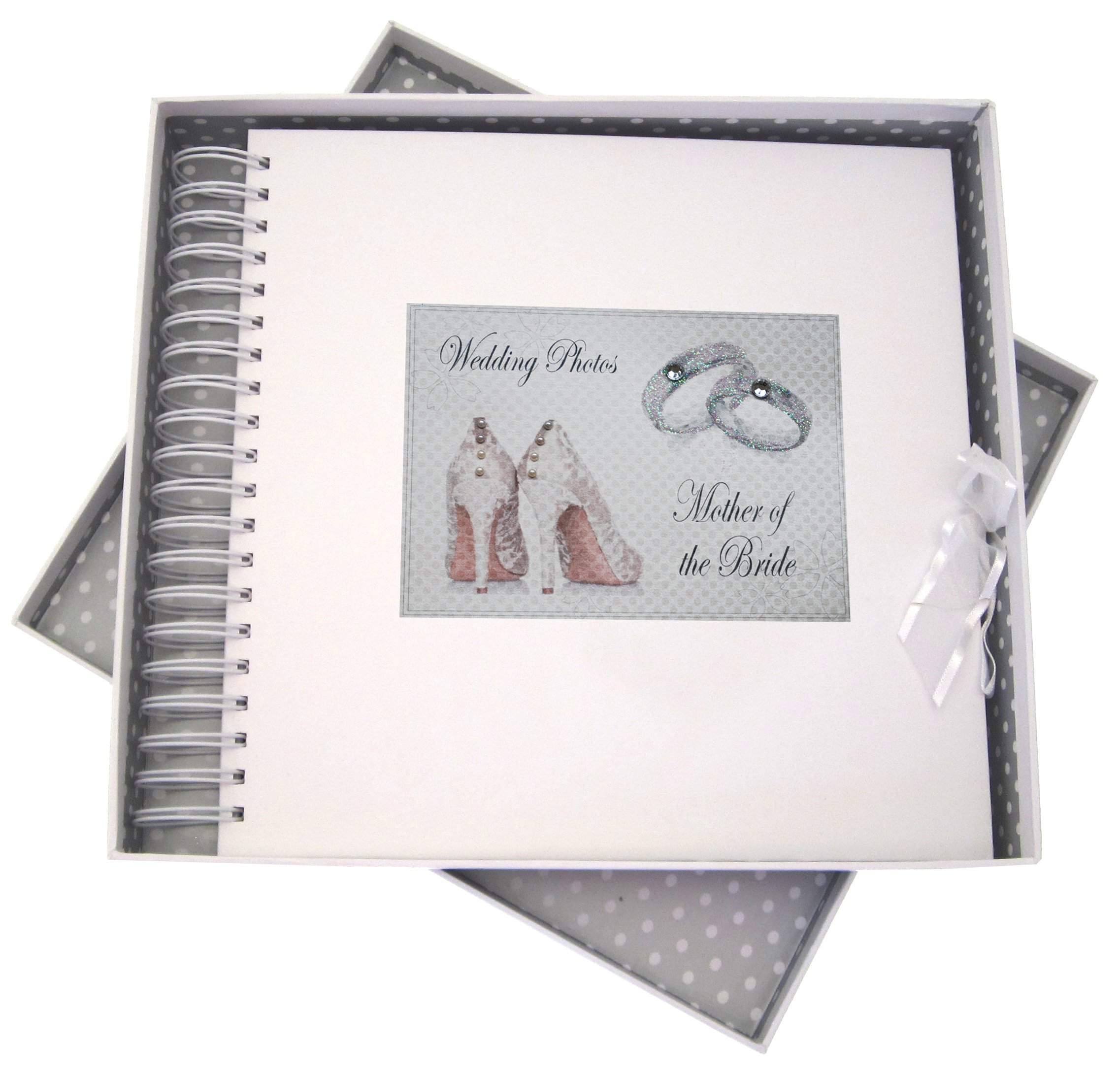White Cotton Cards Day, Mother of the Bride Card & Memory Book, Shoes and Wedding Rings design, Board, 27 x 30 x 4 cm