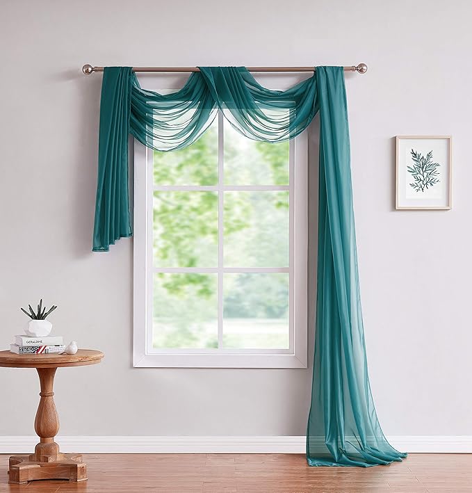 LinenZone Amazing Sheer Window Scarf Fabric Sheer Voile Curtain for Window Treatment