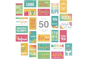 Canopy Street Motivational Quote Cards / 2" x 3.5" Inspirational Flat Business Cards / 50 Mini Kindness Cards / 25 Uplifting Designs/Encouraging Reward Cards