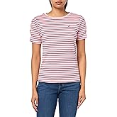 Nautica Womens T-Shirt Cotton Crewneck with Laceup Sleeve Detail