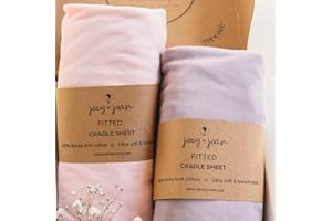 Cradle Sheets Fitted 18 x 36 Inch – Snuggly Soft 100% Jersey Cotton – Pale Pink + Lilac – 2 Pack