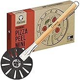 Chef Pomodoro Mini Aluminum Pizza Turning Peel with Wood Handle for Easy Storage, Metal Pizza Peel, Gourmet Luxury Pizza Padd