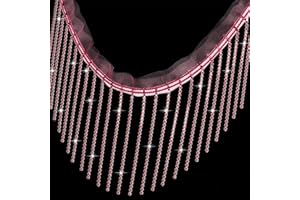 SUYUN WELL 1 Yard Rhinestone Fringer Trim Diamond Ribbon Crystal Tassel Sparkle Jewel Chain for Cloth Sewing Crafts DIY Decoration (Red)