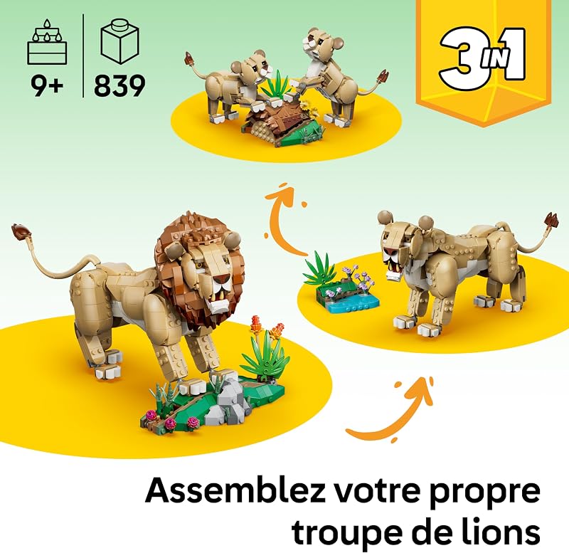 Creator 3-en-1 Animaux Sauvages : Le Lion majestueux 31386