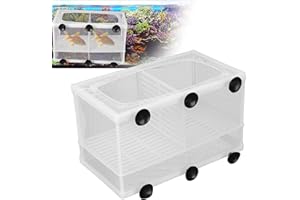 Fish Tank Fish Breeder Box Fish Isolation Box with Suction Cups Hatching Incubator Isolation Box for Small Fish Hatchery(L (w