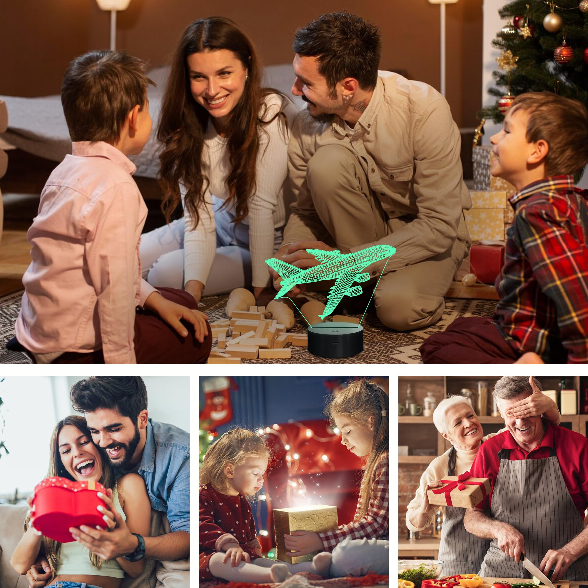 CoolGift Mart Airplane Nachtlicht, 3D LED optische Illusion Flugzeug Lampe mit Fernbedienung und Timer, Weihnachten und Geburtstag Flugzeug Geschenke für Männer Jungen Kinder 6