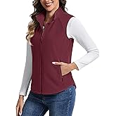 TACVASEN Women's Fleece Vest Outerwear Lightweight Sleeveless Zip up Jacket with Pockets Warm Polar Soft Fall Winter