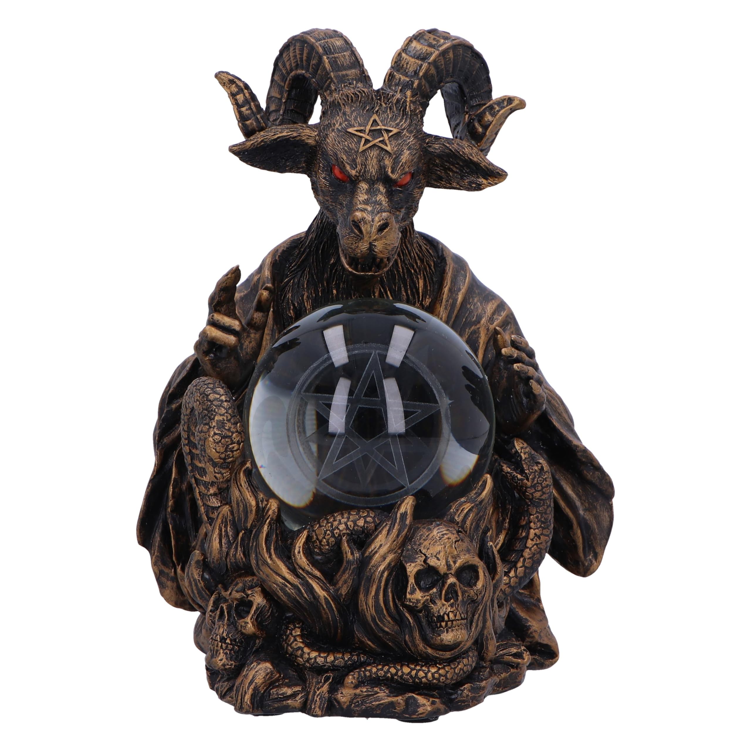 Nemesis Now Orbuculum of the Baphomet Illuminating Orb Figurine 16cm, Resin, Bronze, Pentagram Ball, Cast in the Finest Resin, Finished in Bronze