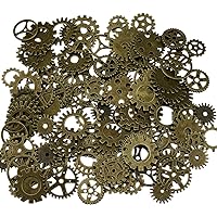 200 Gram Assorted Vintage Metal Steampunk Watch Gears Cogs Charms Pendant for Crafting DIY Necklace Pendant Jewelry Making (B