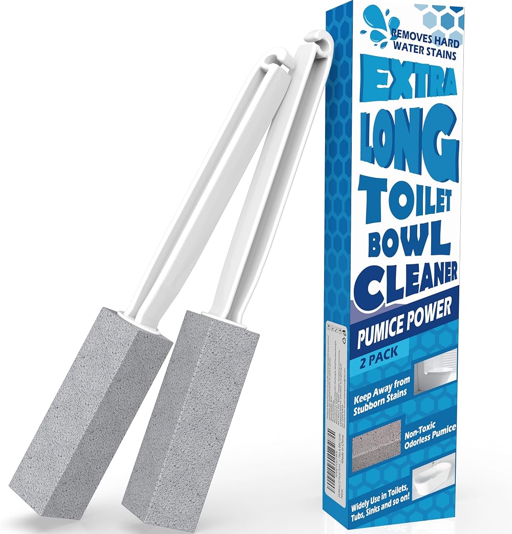 FAZMoss 2 Pack Pumice Stone Toilet Brush with Long Handle for Cleaning