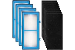 (12 Pack) 4 HEPA Filters + 8 Carbon Booster Filters for Holmes AER1 Type Total Air Filter, HAPF30AT And HAP242-NUC, True HEPA
