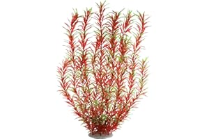 JIH Aquarium Plastic Plants Large, Artificial Plastic Long Fish Tank Plants Decoration Ornaments Safe for All Fish 21 Inches Tall (J07 Wine&Green)