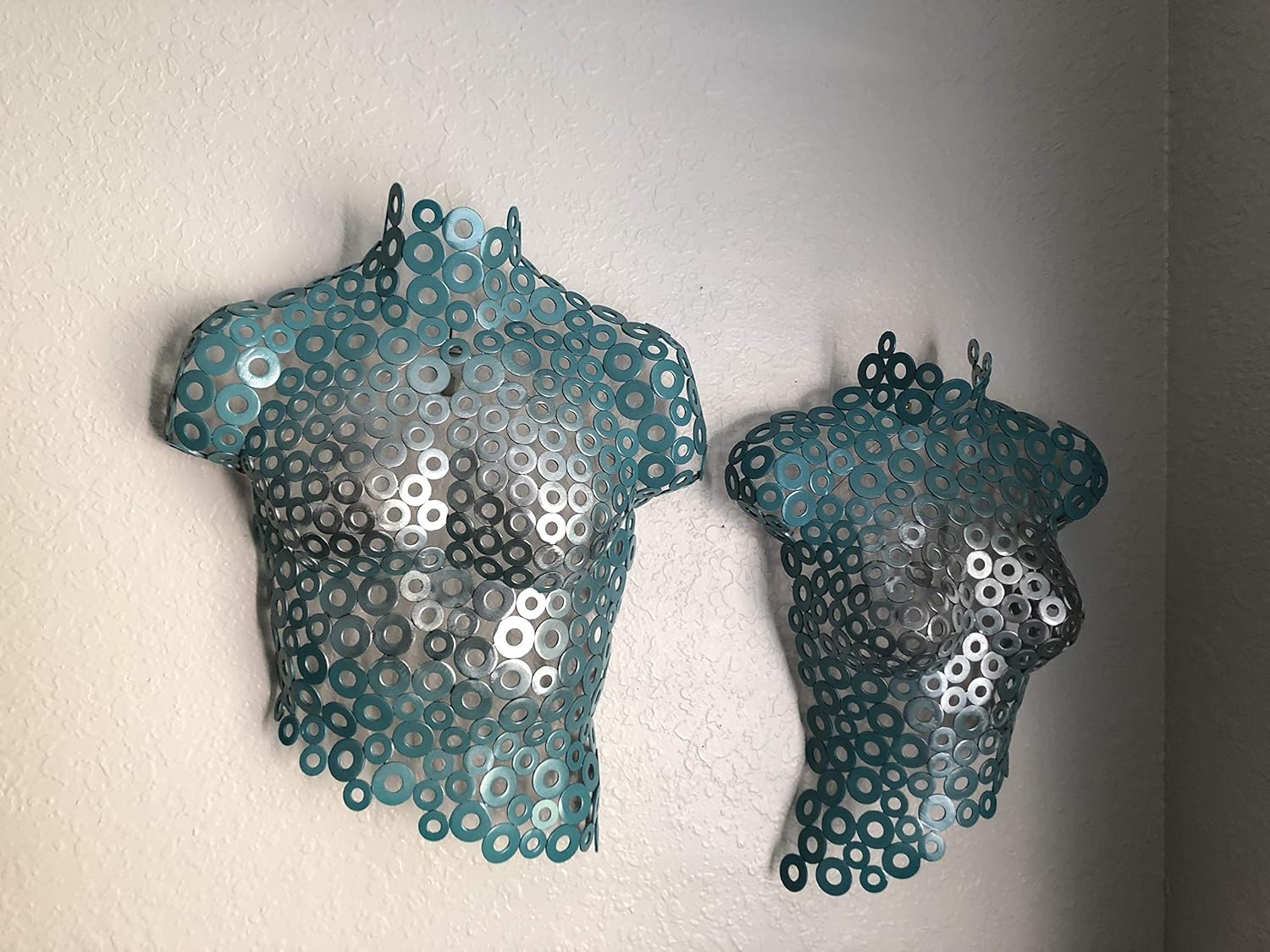 Amazon Com The Couple Metal Wall Art Torso Set In Turquoise And Silver Is Unique And Would Compliment Any Art Collection Handmade