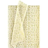 NEBURORA 60 Sheets Christmas Snowflake Tissue Paper Gold Snowflake Gift Wrapping Tissue Paper for DIY Crafts and Christmas Pa