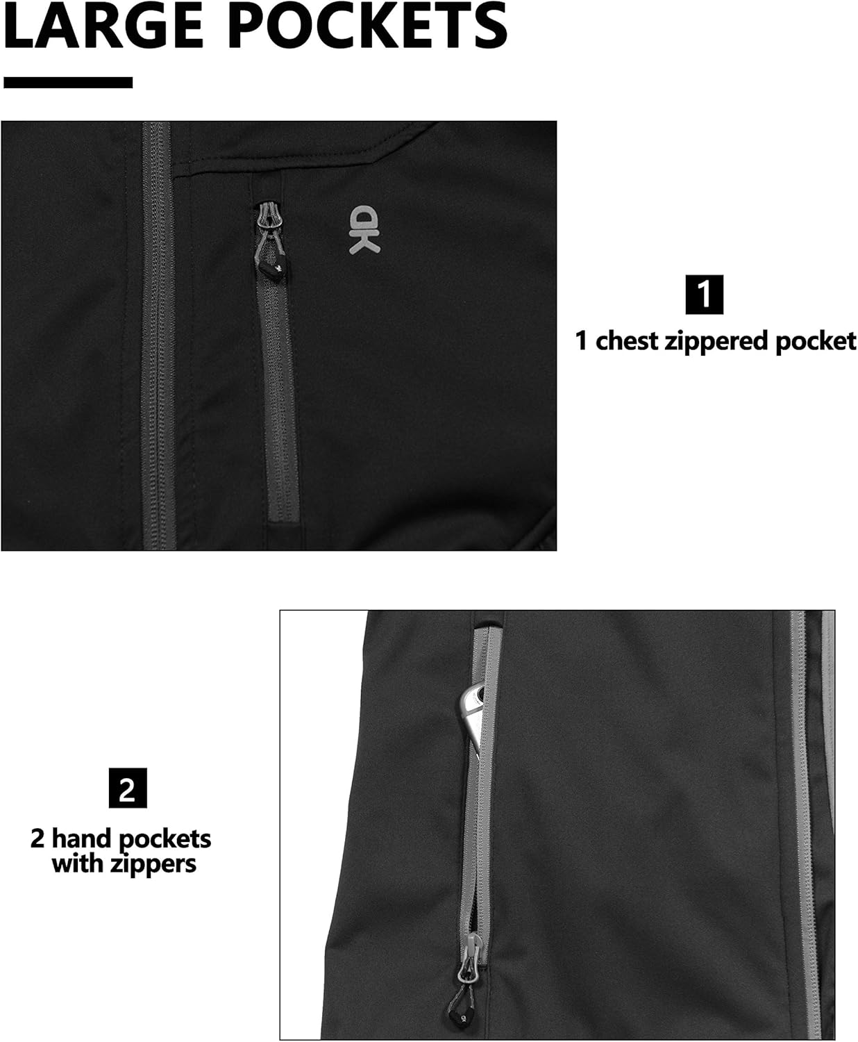 Little Donkey Andy Men's Lightweight Softshell Vest, Windproof Sleeveless Jacket for Travel Hiking Running Golf: Clothing