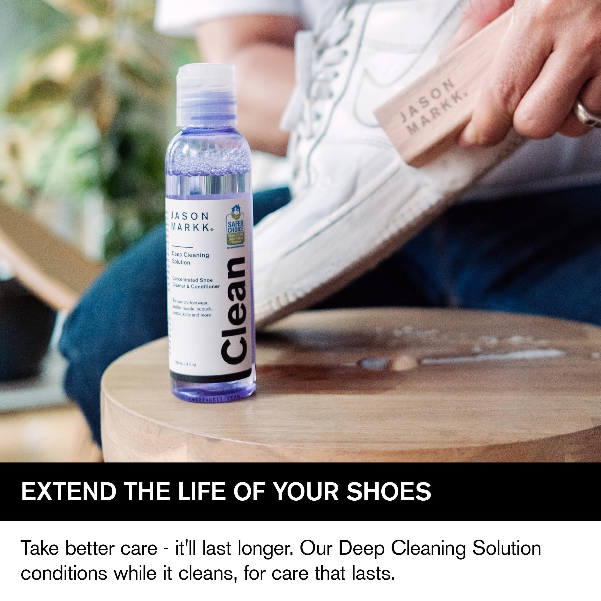 Jason Markk Jason Markk Deep Cleaning Solution, Shoe Cleaner, Cleans & Conditions, Sneaker Care, Ideal for Footwear, Safe for Leather, Suede, Nubuck, Cotton, Knits, 8oz