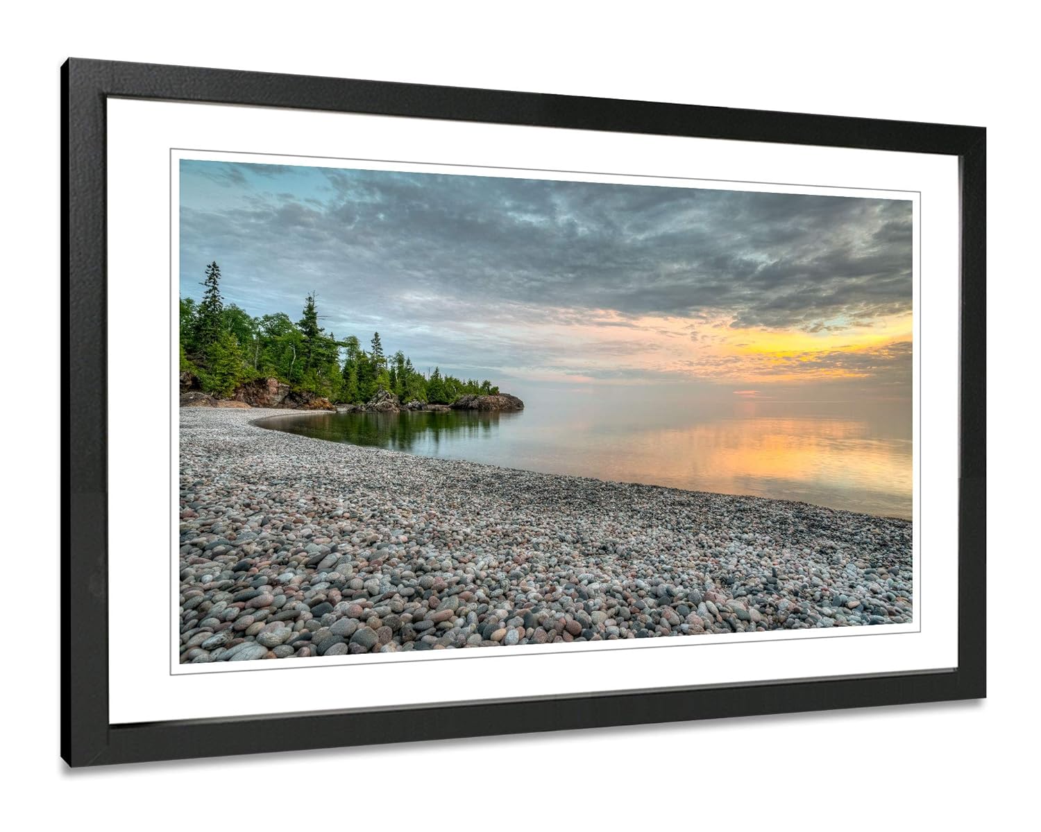 Lake Superior Photography Print. Stone Beach Framed Wall Art. Amazon