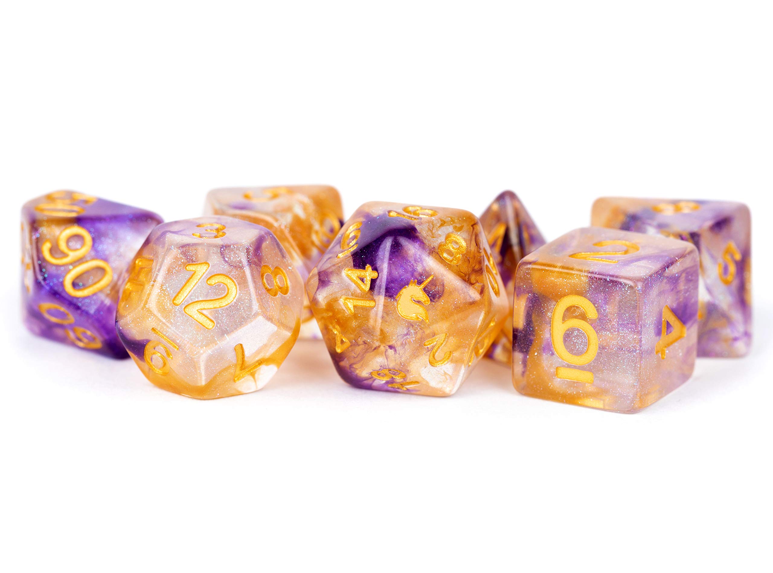 Metallic Dice Games 7-Set: Unicorn: Royal Sunset