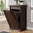 UpWiew Tilt Out Trash Cabinet Wooden, Single Door 10 Gallons, Dark Walnut