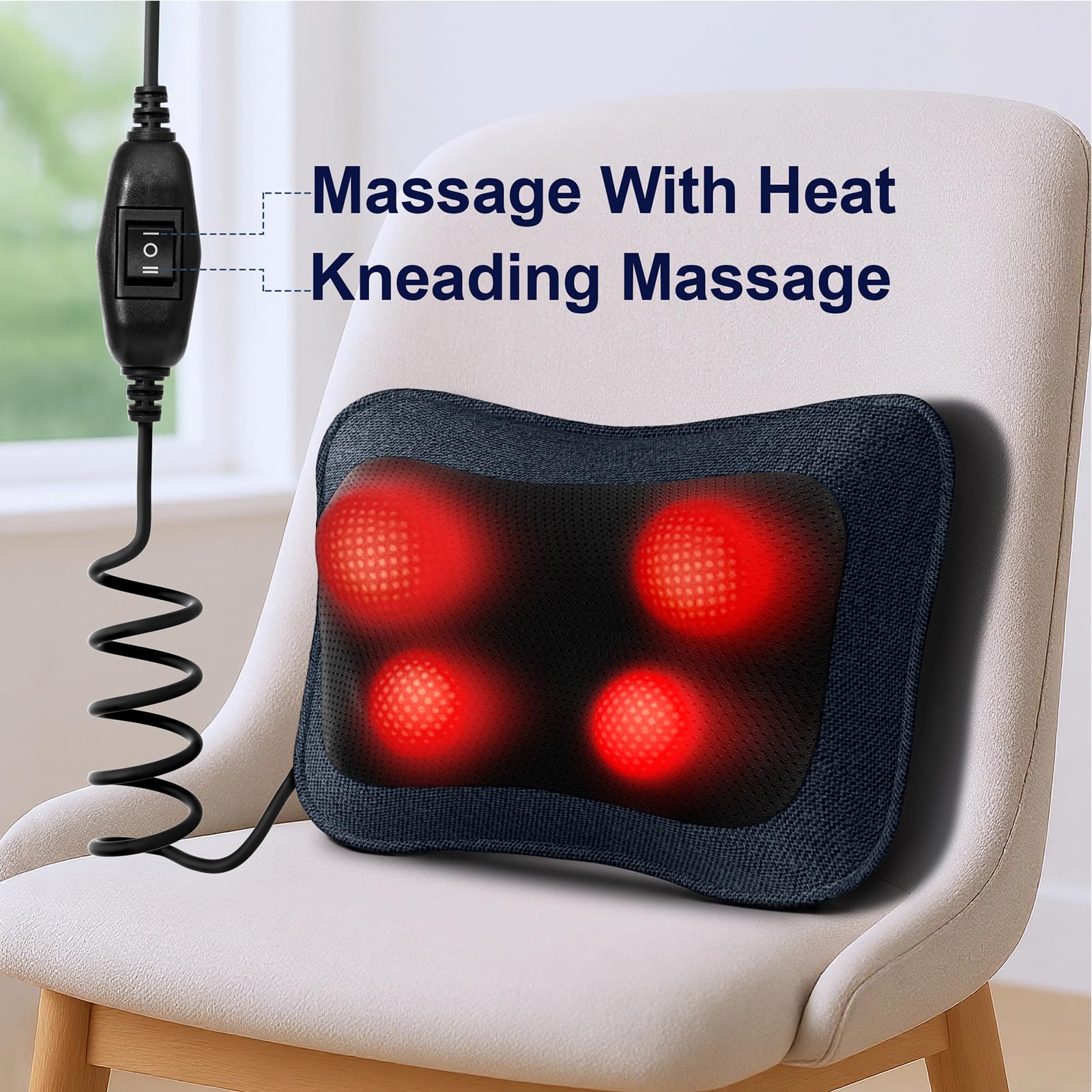 Mo Cuishle Electric Shiatsu Back Massager with Heat - Powerful 3D Kneading for Neck, Shoulder, Lower Back Pain Relief - Ergonomic Design for Home, Office, & Car - Gifts for Women, Men, Mom & Dad