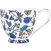 LanHong 16 oz Floral Mugs Bone China Mug Elegant Floral Coffee Tea Cup - Microwave Dishwasher Safe Mug Perfect for Coffee, Tea,Hot Beverages - Ideal Gift for Friend Colleague Dad Mom