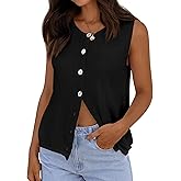 PRETTYGARDEN Vest Tops for Women 2026 Summer Sleeveless Sweater Tops Spring Trendy Knit Vests Cute Button Up Cardigan